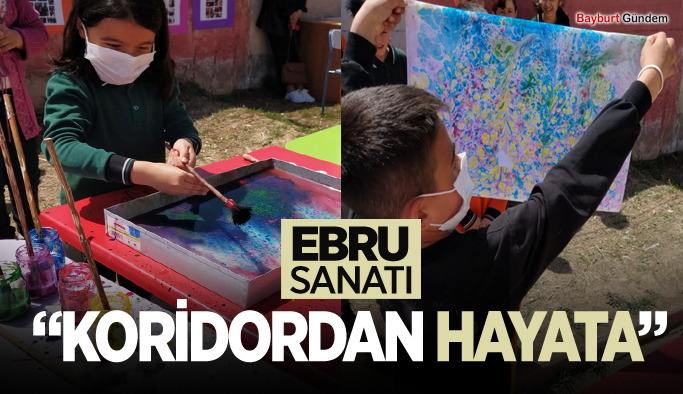 Kaleardı 75. Yıl İlkokulu öğrencileri Ebru sanatı öğreniyor